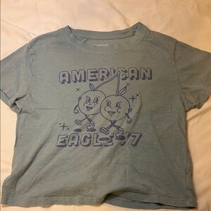 American Eagle Outfitters Tee - Light blue with Blue Graphic